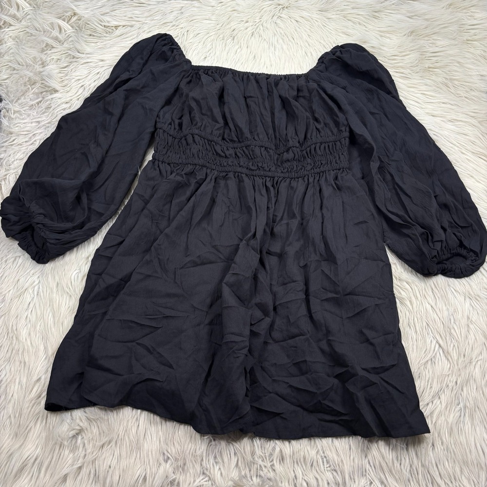 Eloquii Women's 16 Black Balloon Sleeve Mini Dress Whimsigoth Milk Maid Coquette